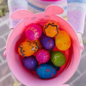 easter eggs in a bucket