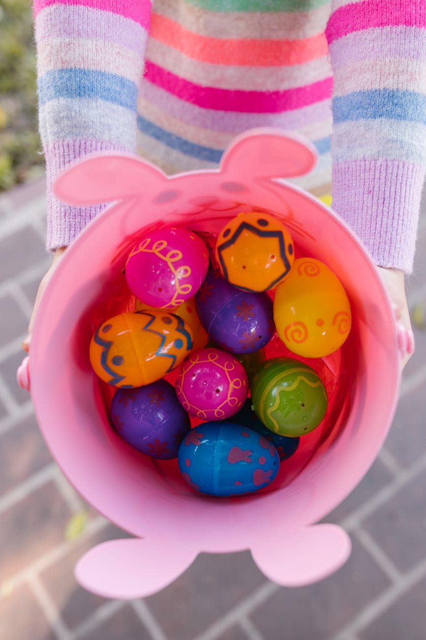 easter eggs in a bucket