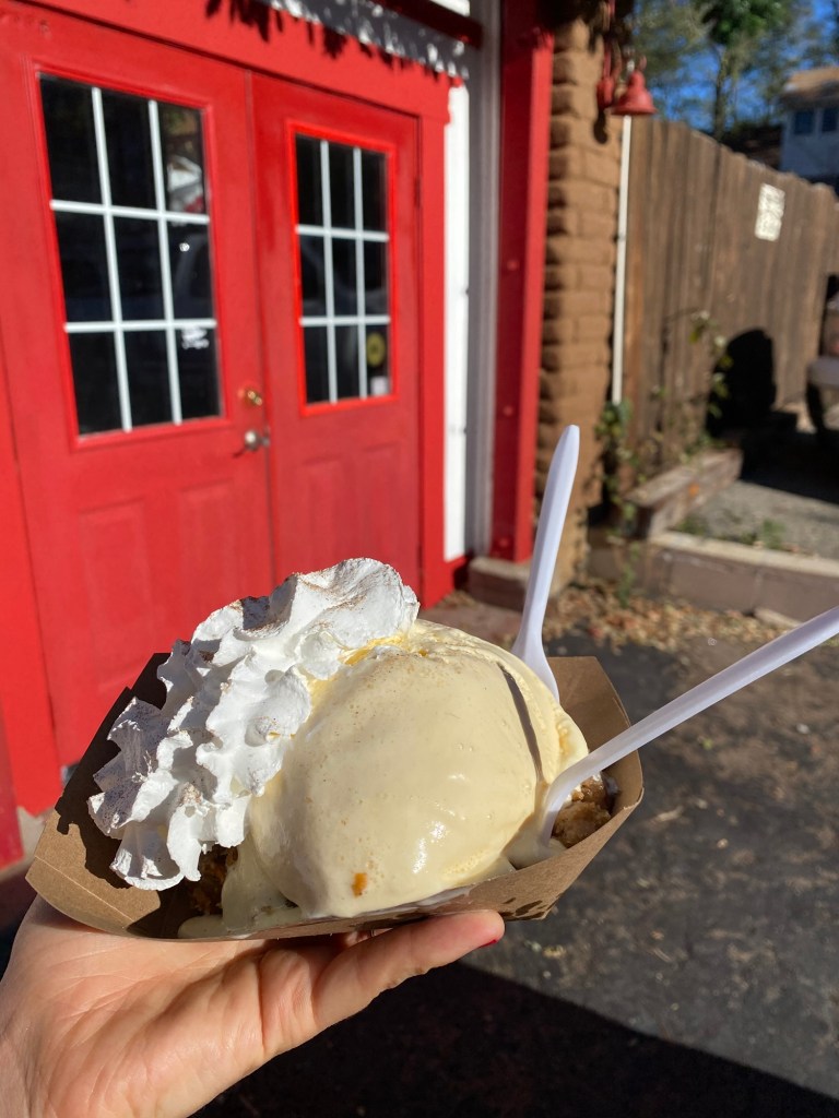 Slice of apple pie on Main Street in Julian, California