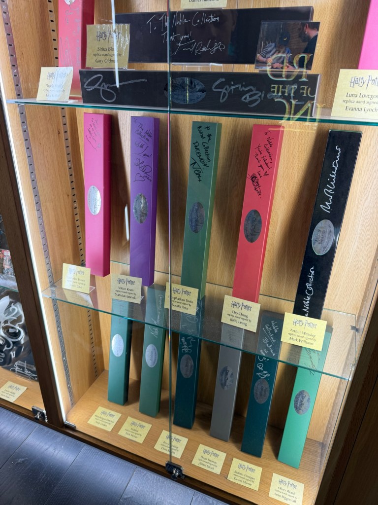 Signed wand collection at The Noble Collection London